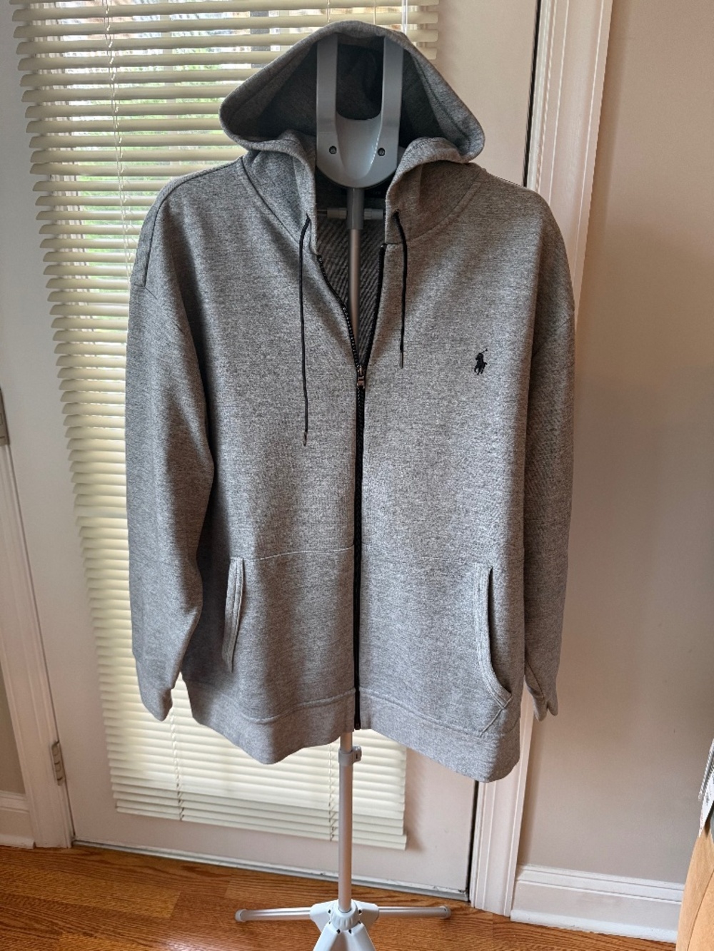 Polo Ralph Lauren Men’s 2XB Gray Full Zip Hoodie Black Pony Logo